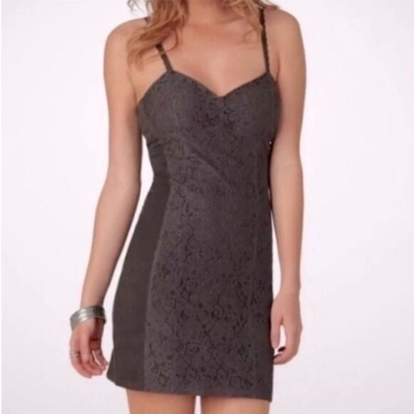 American Eagle Charcoal Grey Lace Mini Dress - Picture 1 of 9